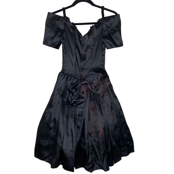 Gunne Sax By Jessica McClintock Vintage Black Off the shoulder size 3/4 Madonna - Picture 2 of 11